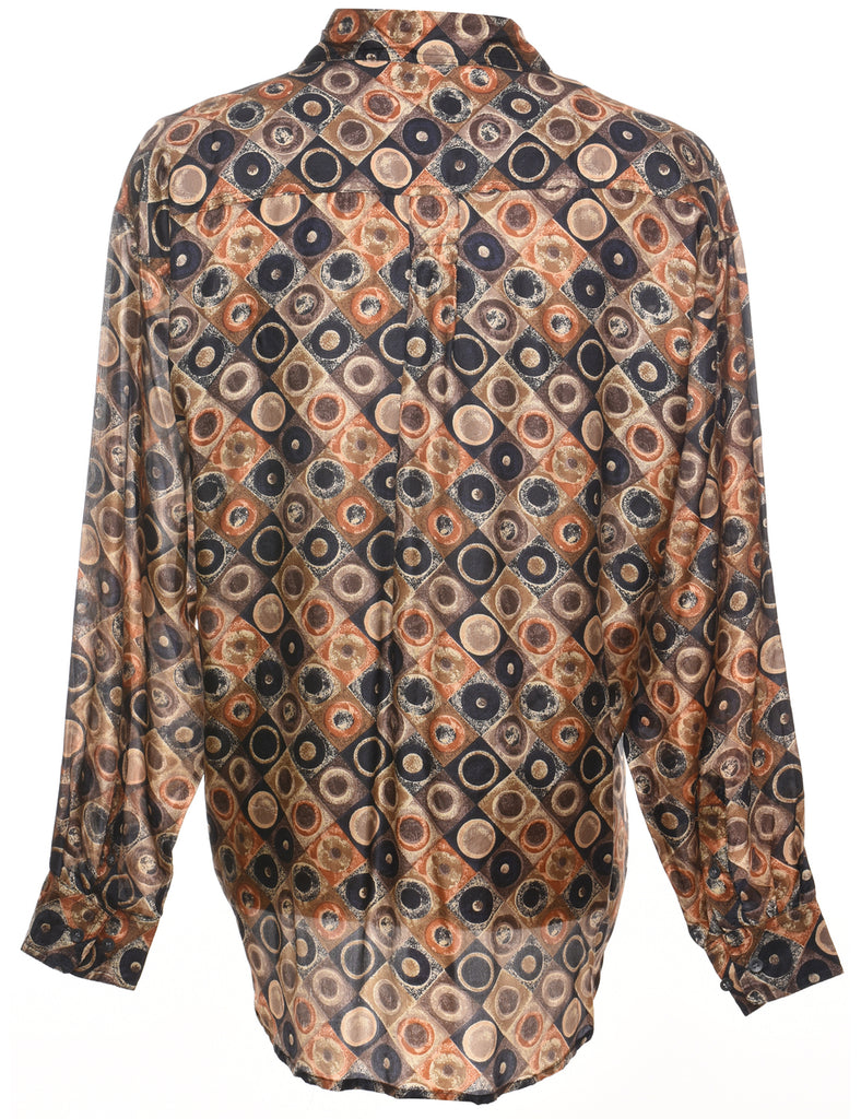 Geometric Pattern Multi-Colour Silk Shirt - XL