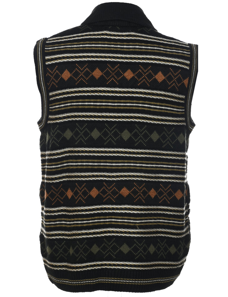 Geometric Pattern Sweater Vest - L