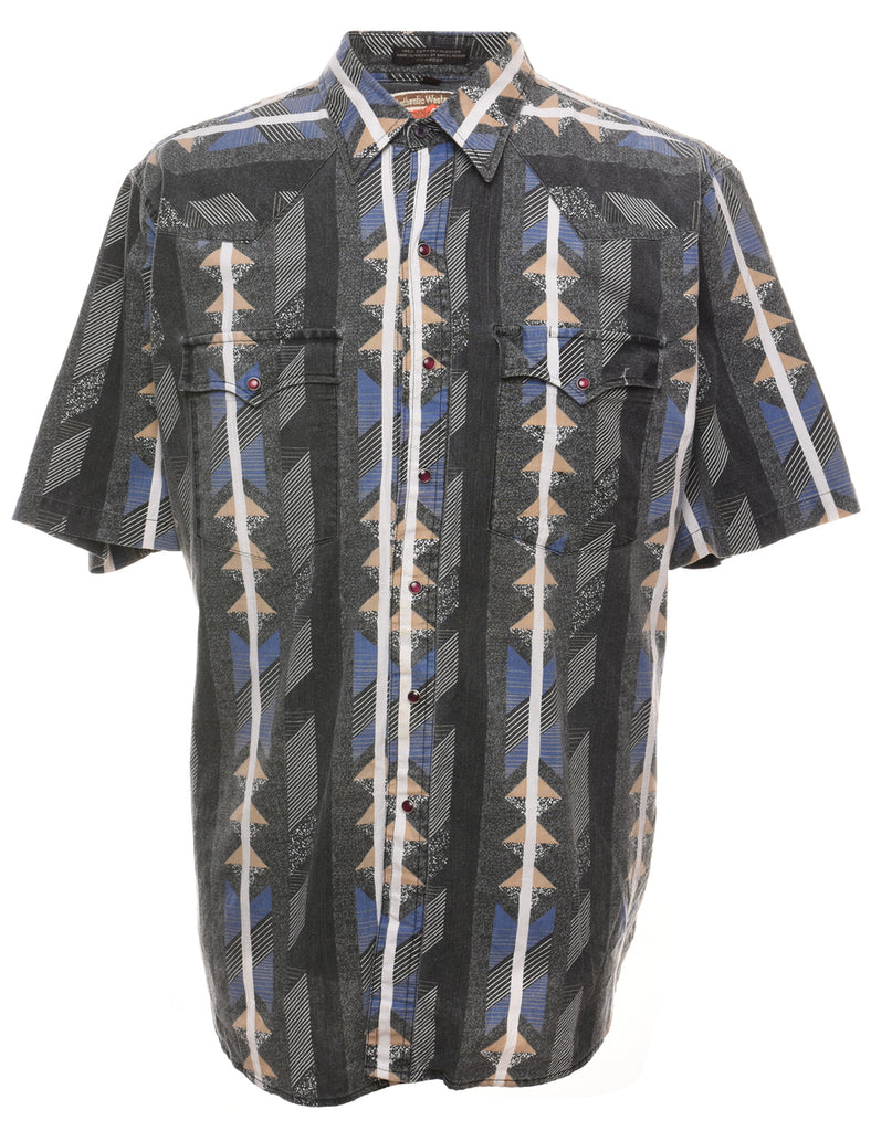 Geometric Pattern Western Shirt - XL