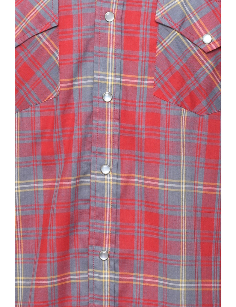 Grey Checked Western Shirt - L