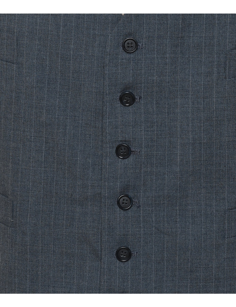 Grey Classic Checked Waistcoat - L