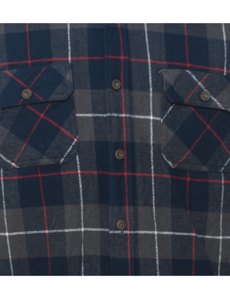 Grey, Red & Navy Classic Checked Shirt - L