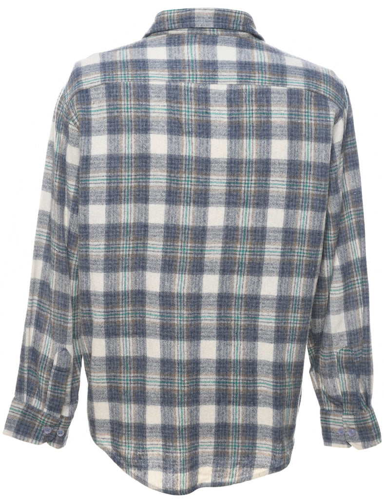 Grey & White Checked Flannel Shirt - XL