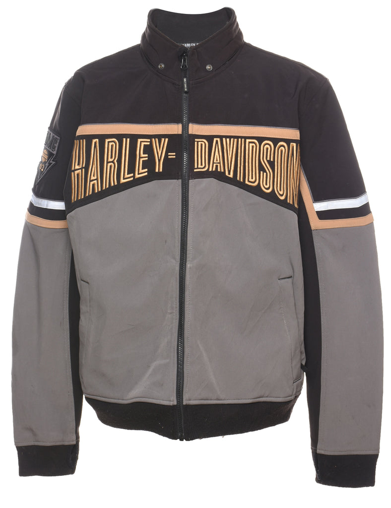 Harley Davidson Black & Grey Zip-Front Jacket - XL