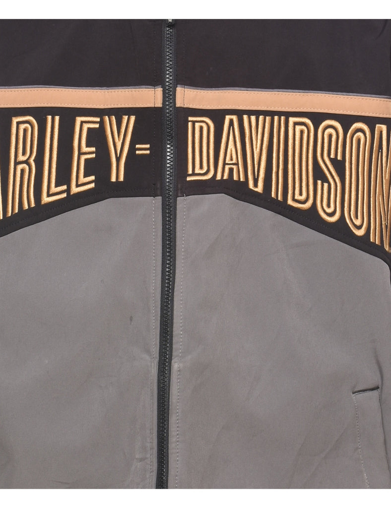 Harley Davidson Black & Grey Zip-Front Jacket - XL