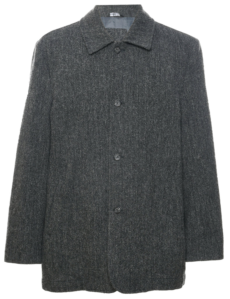 Harris Tweed Herringbone Tweed Wool Coat - XL