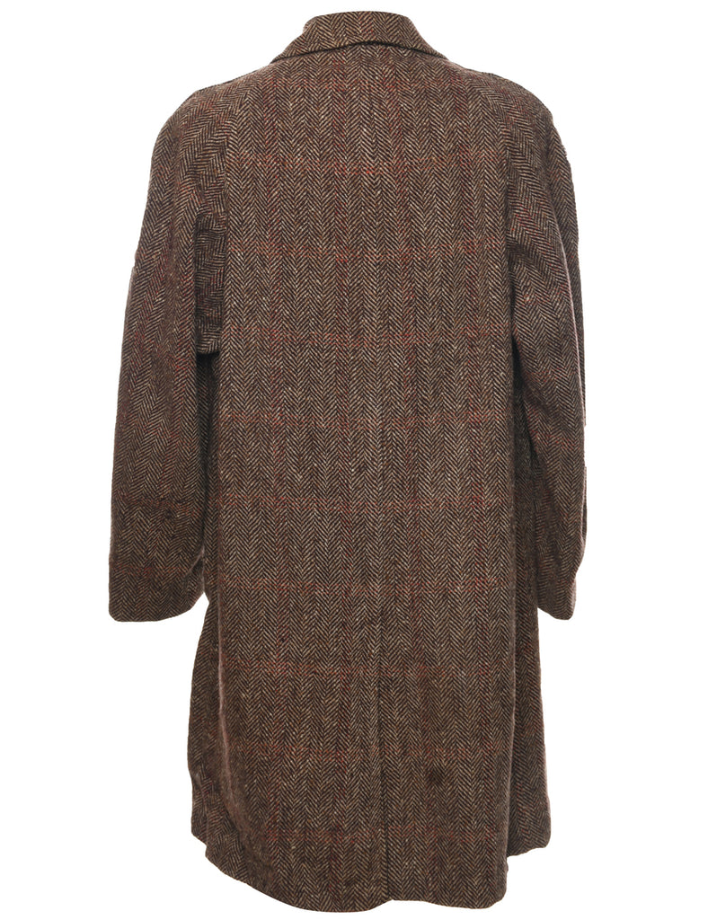 Herringbone Tweed Wool Coat - XL