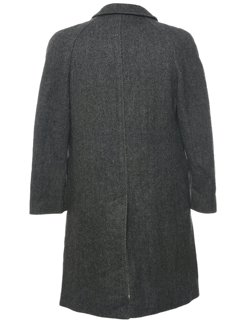 Herringbone Tweed Wool Coat - M