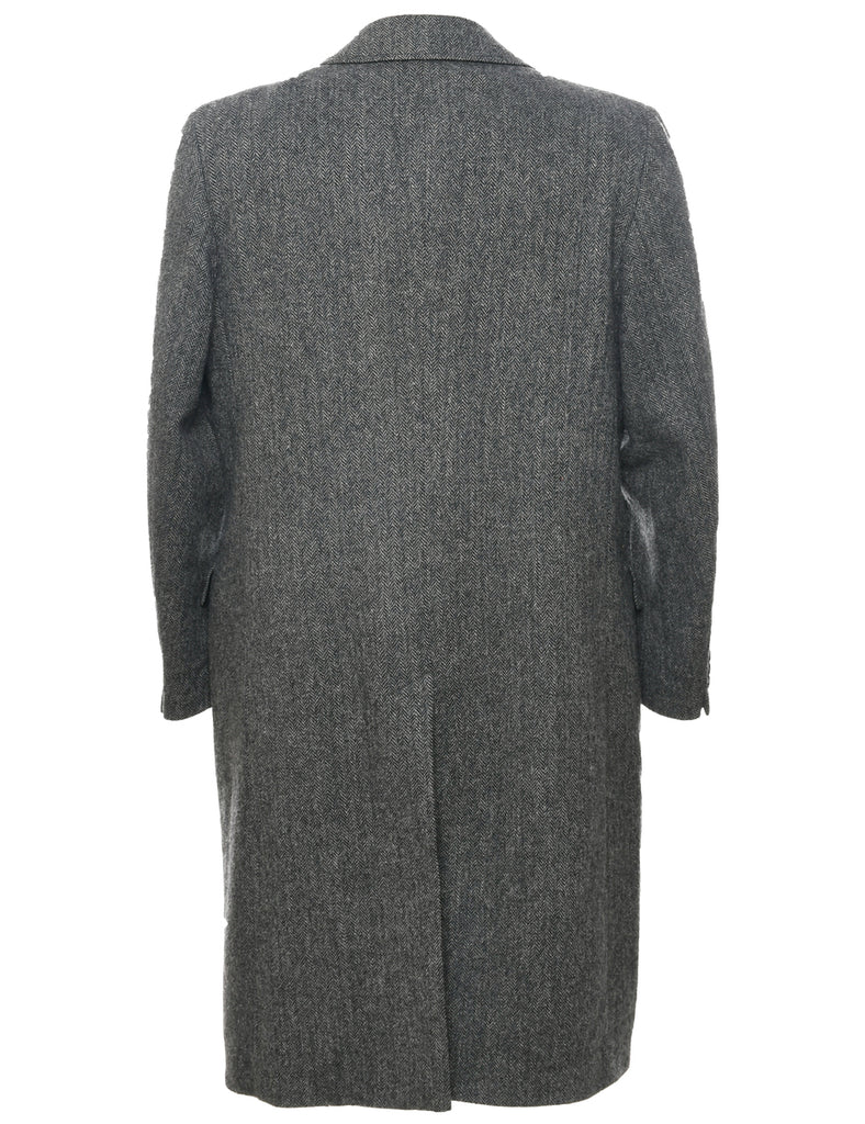 Herringbone Tweed Wool Coat - XL