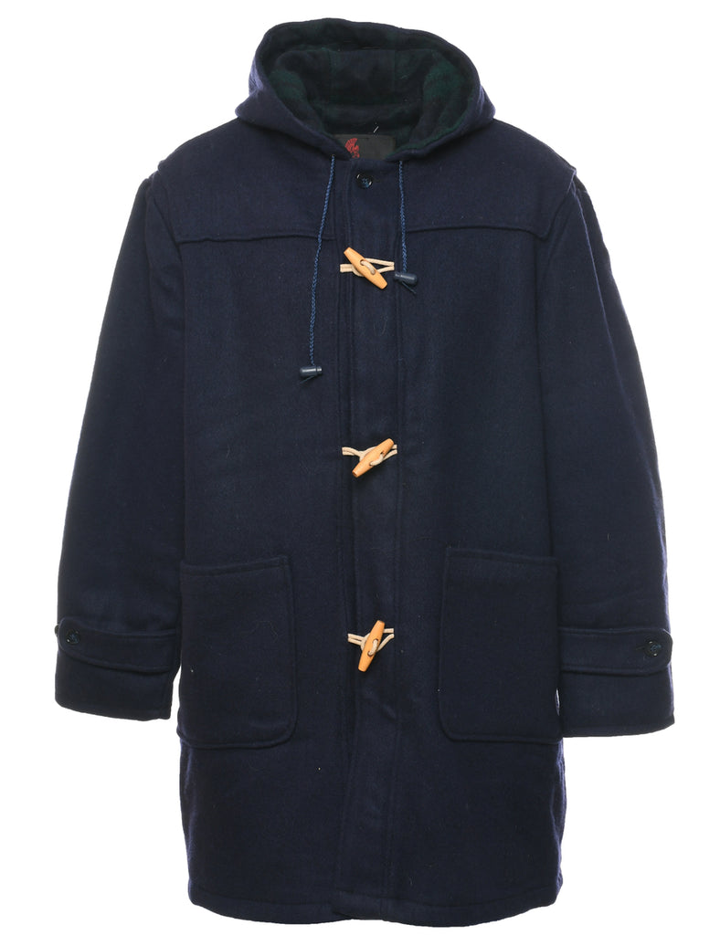 Hooded Navy Duffle Coat - M