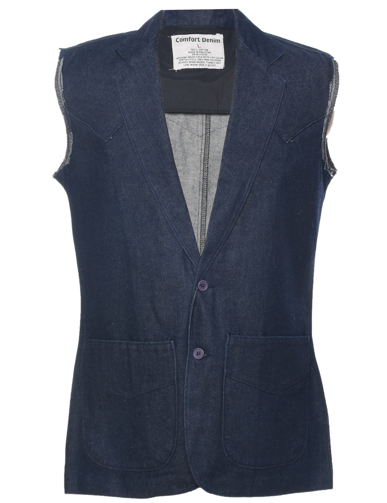 Indigo Denim Jacket Vest - L