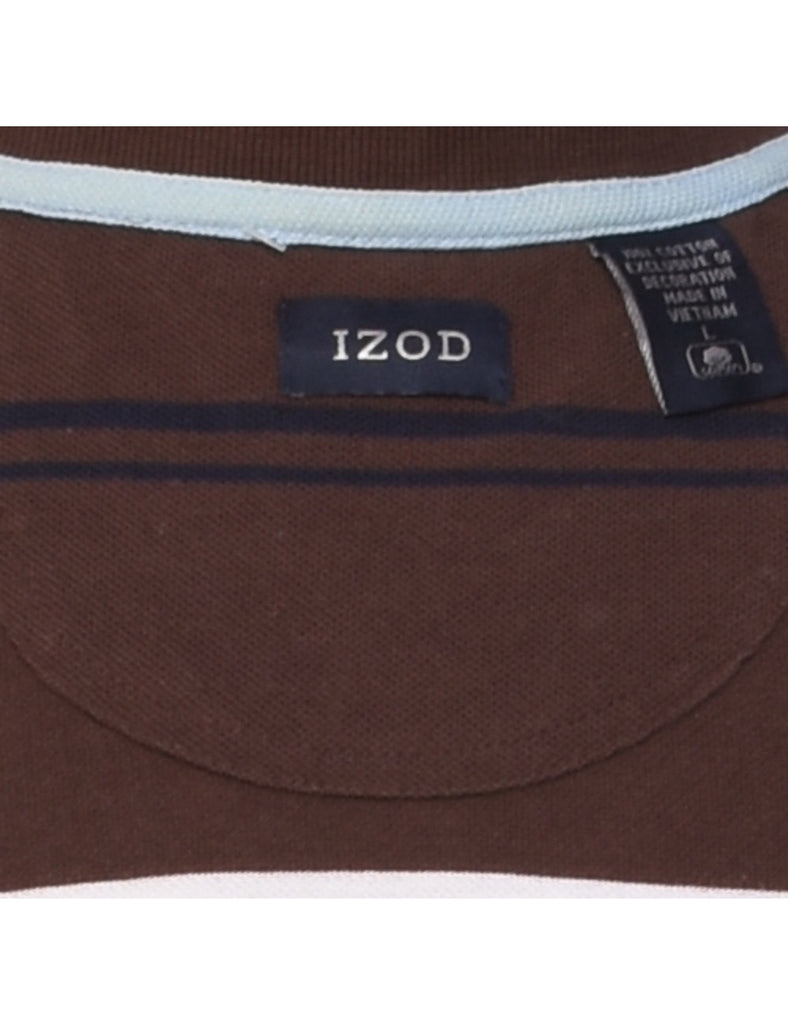 Izod Black, Brown & White Polo Shirt - L