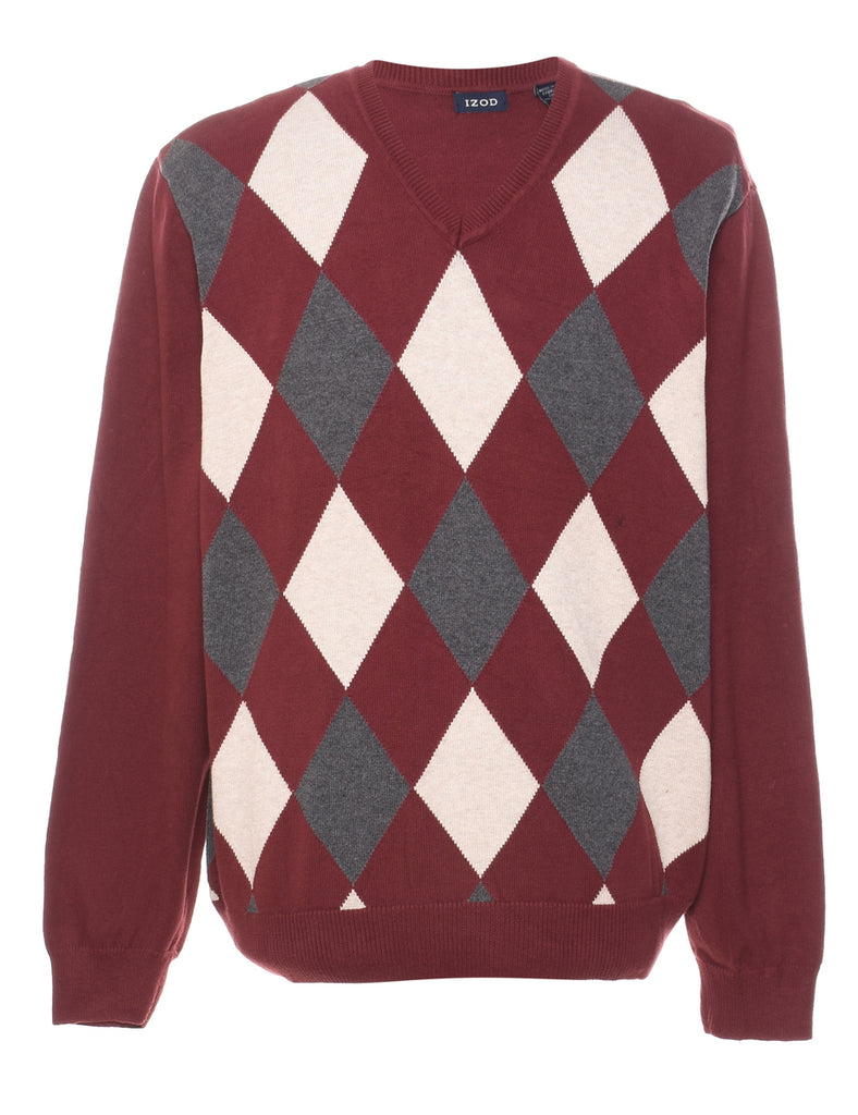 Izod Harlequin Pattern Jumper - L