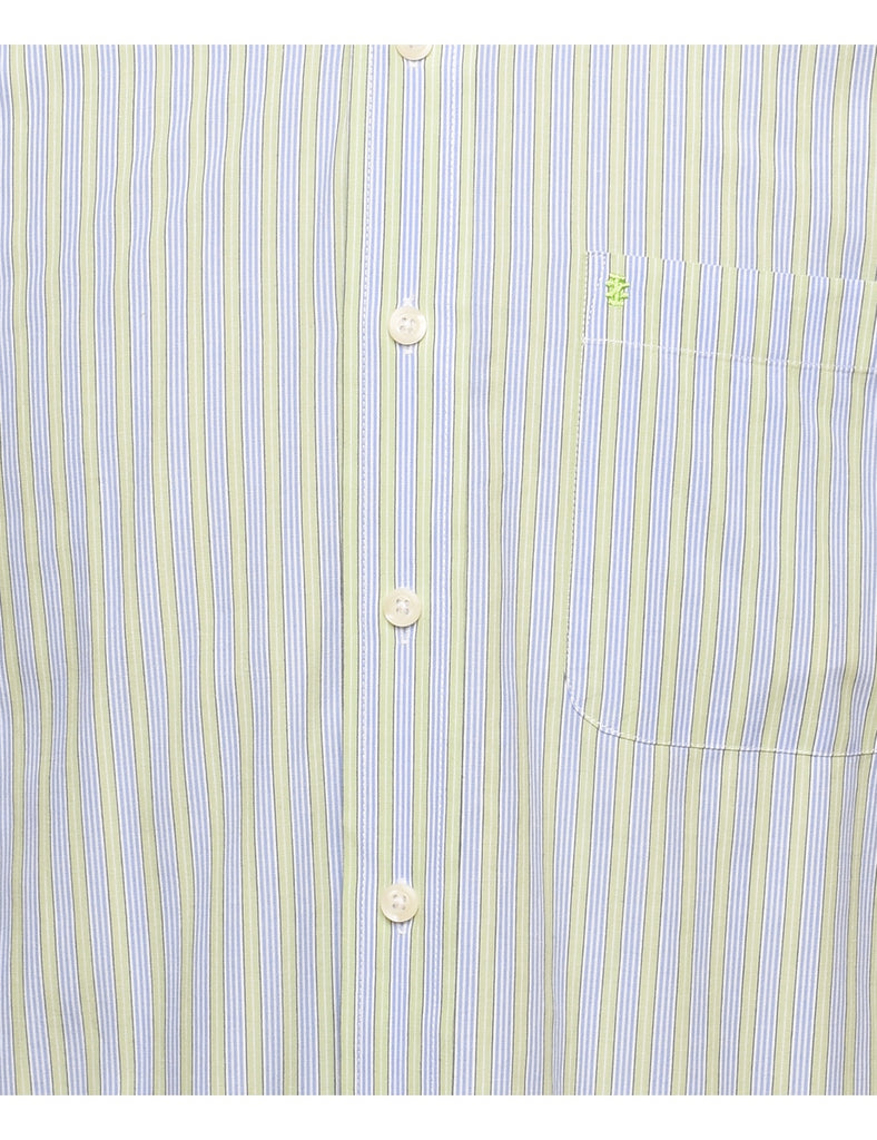 Izod Striped Light Blue & Light Green Short Sleeve Shirt - XL