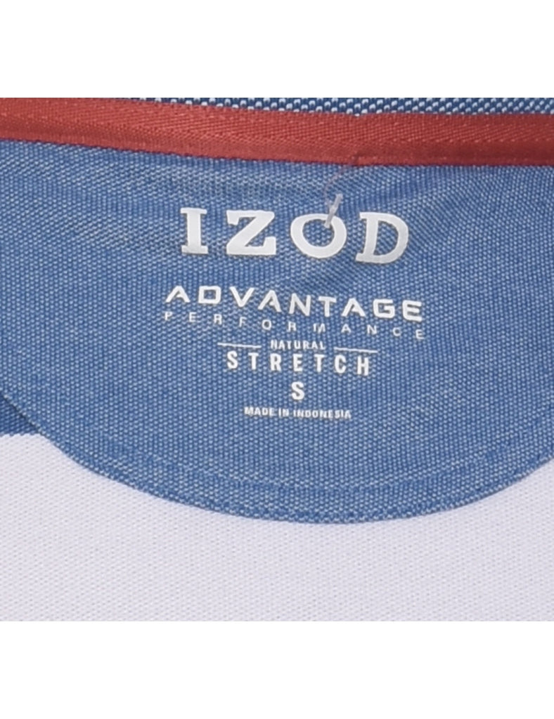 Izod White & Blue Striped Polo Shirt - S