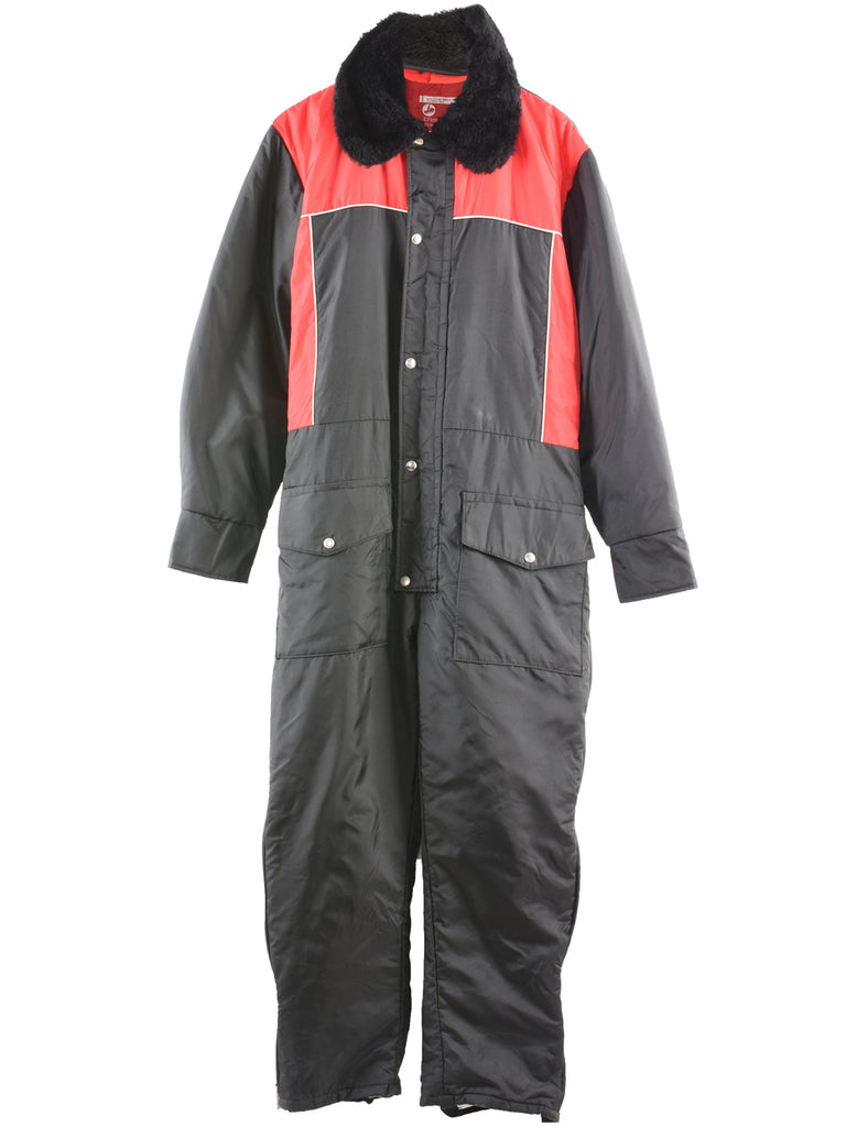 JC Penney Black & Red 1970s Ski Suit - L