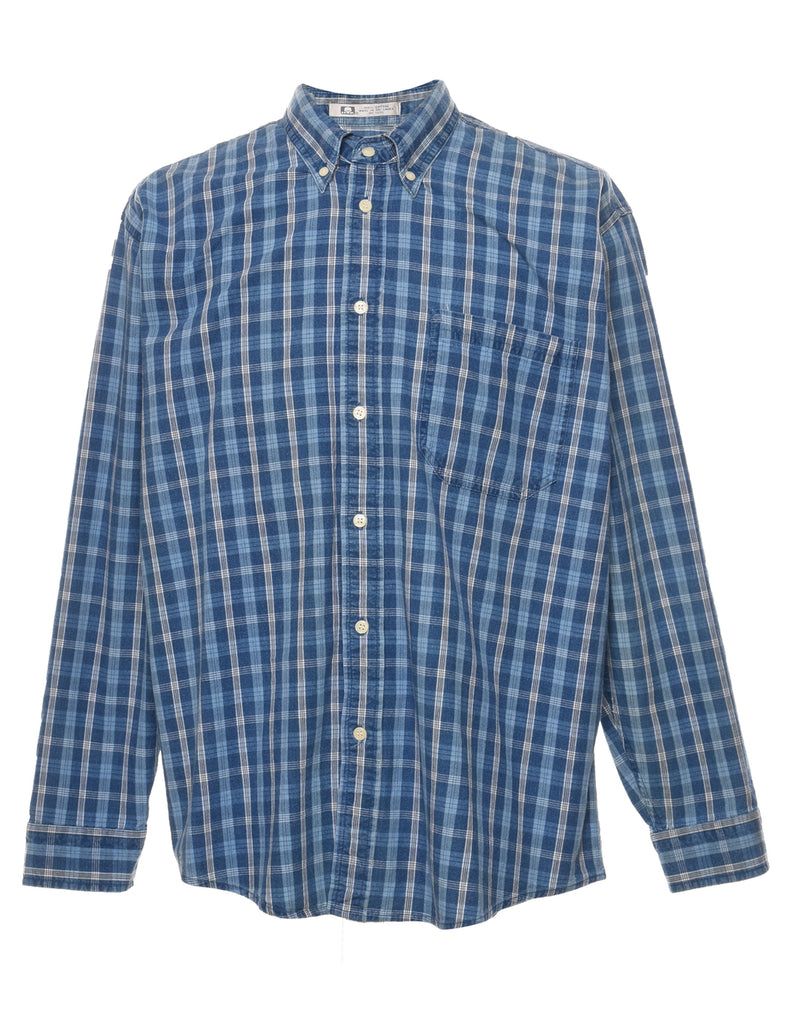 John Ashford Checked Blue & White Denim Shirt - L