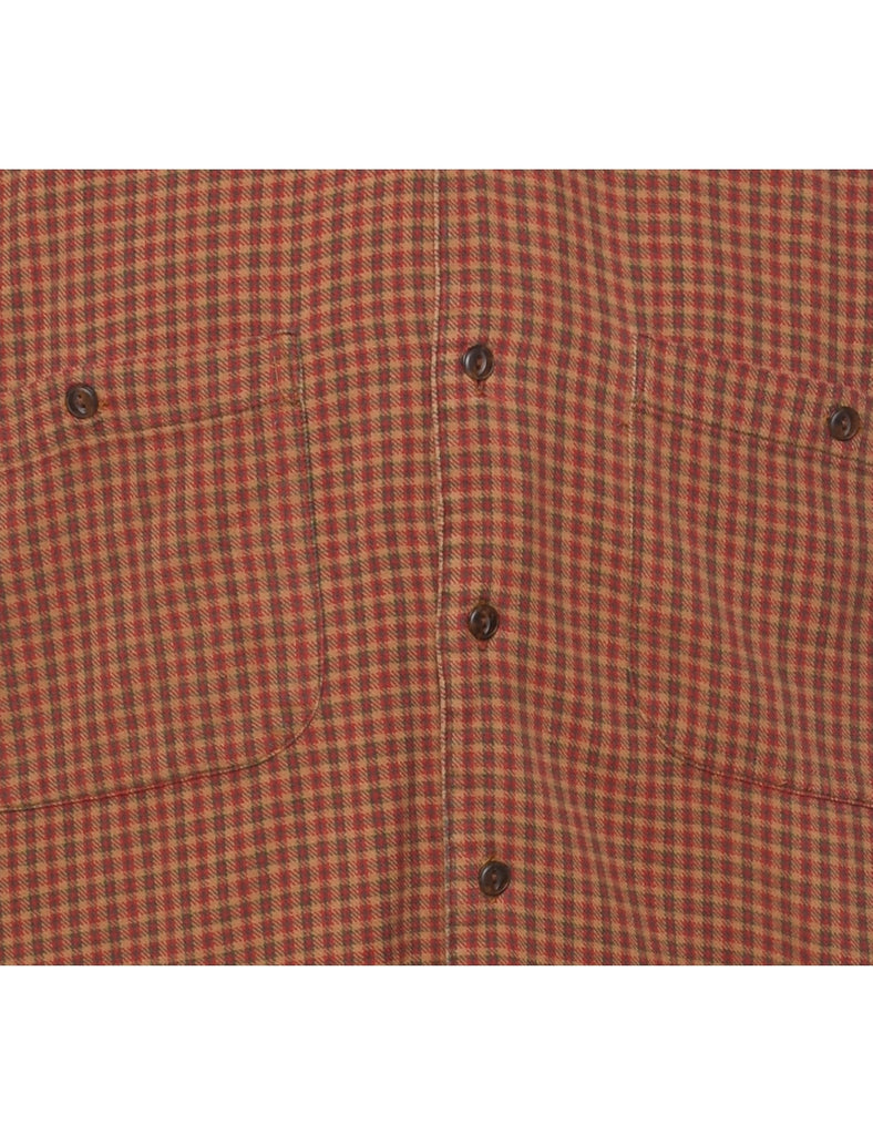 John Ashford Checked Brown & Red Flannel Shirt - L