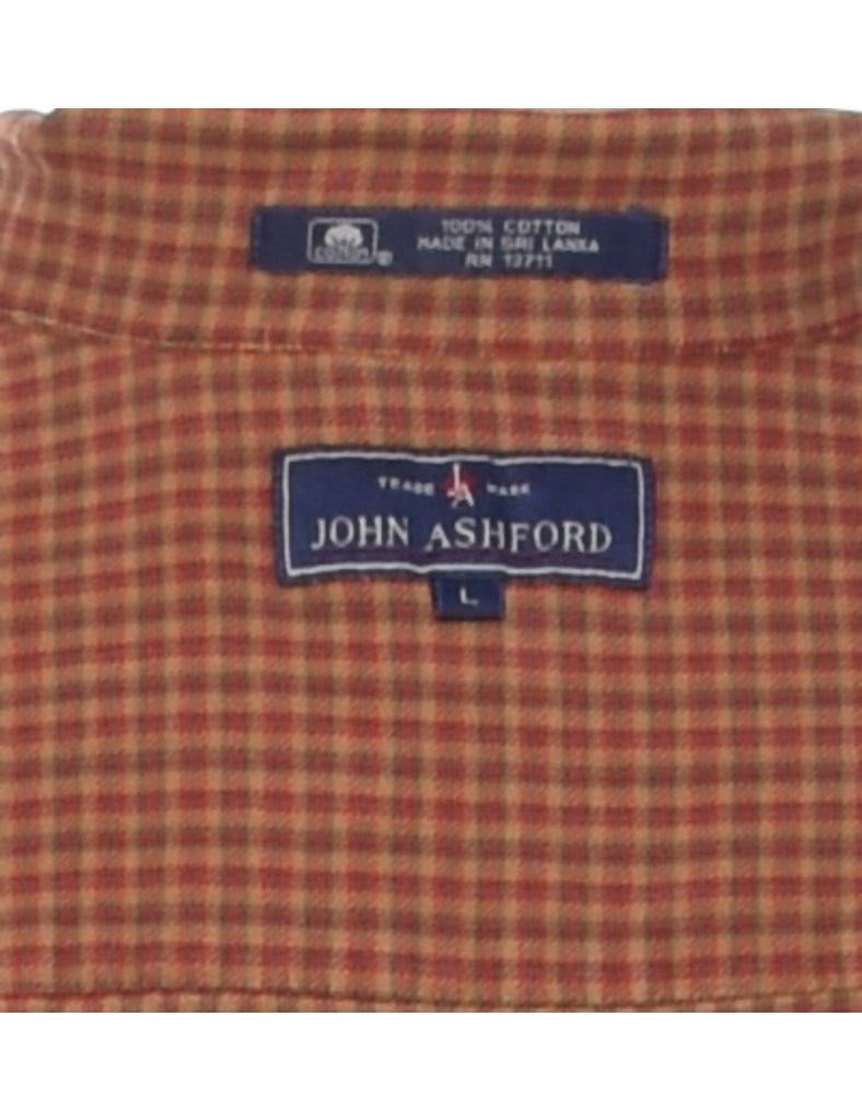 John Ashford Checked Brown & Red Flannel Shirt - L