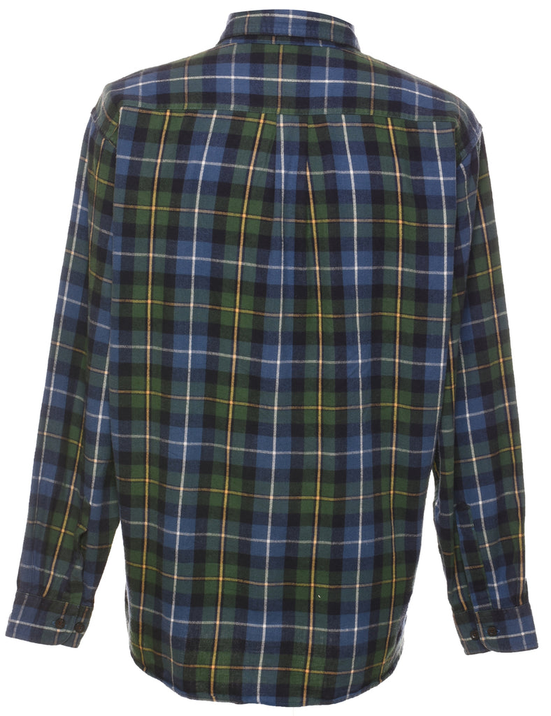 L.L. Bean Checked Blue, Green & Yellow Flannel Shirt - L