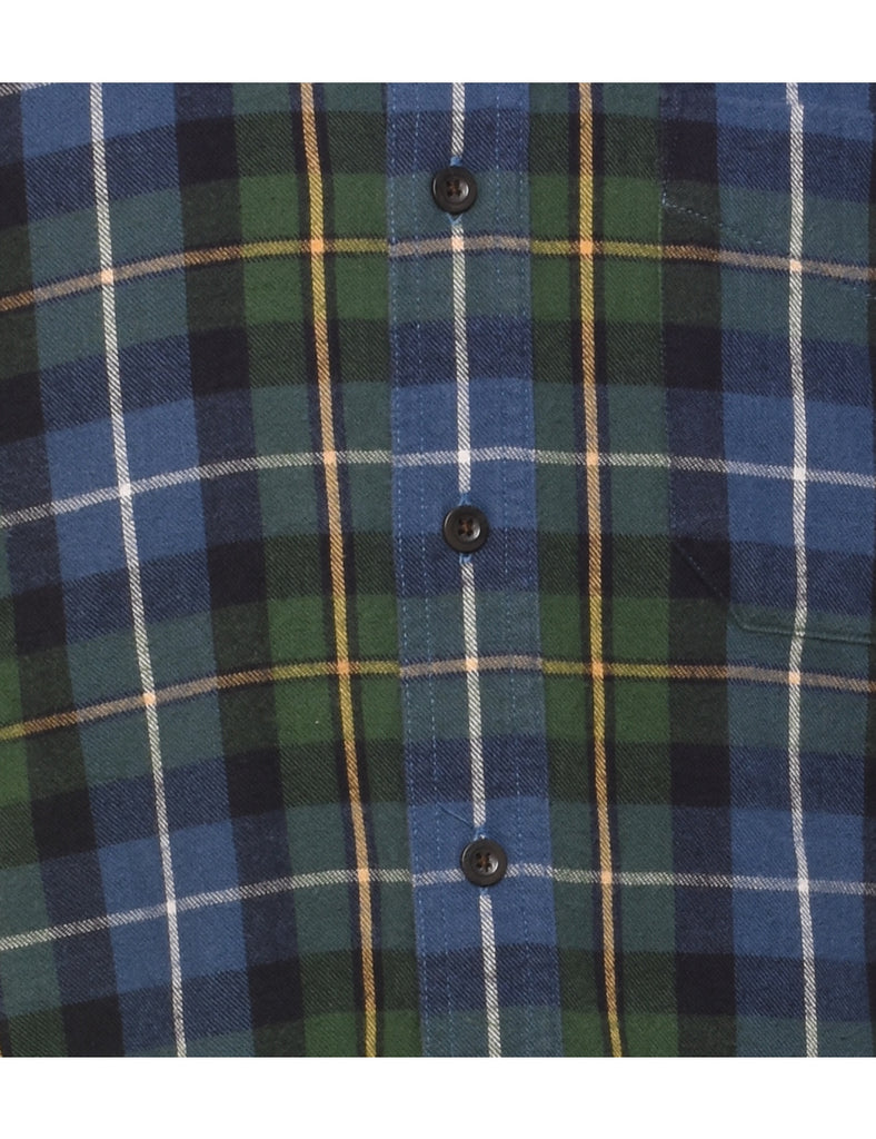 L.L. Bean Checked Blue, Green & Yellow Flannel Shirt - L