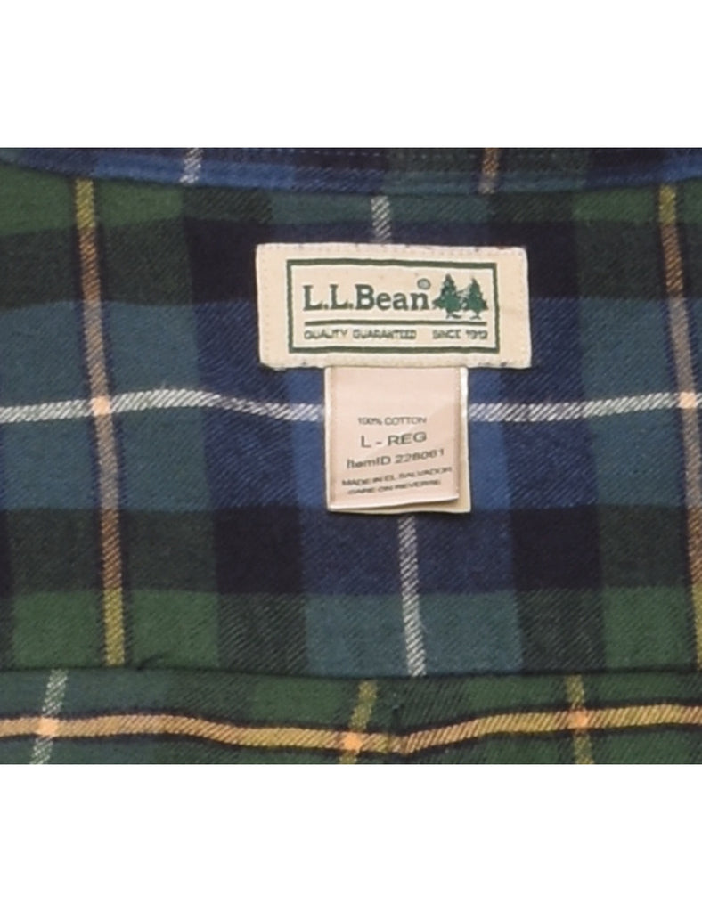 L.L. Bean Checked Blue, Green & Yellow Flannel Shirt - L