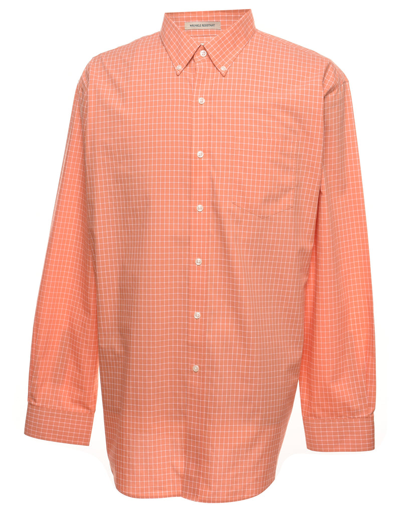 L.L. Bean Checked Coral Shirt - XL