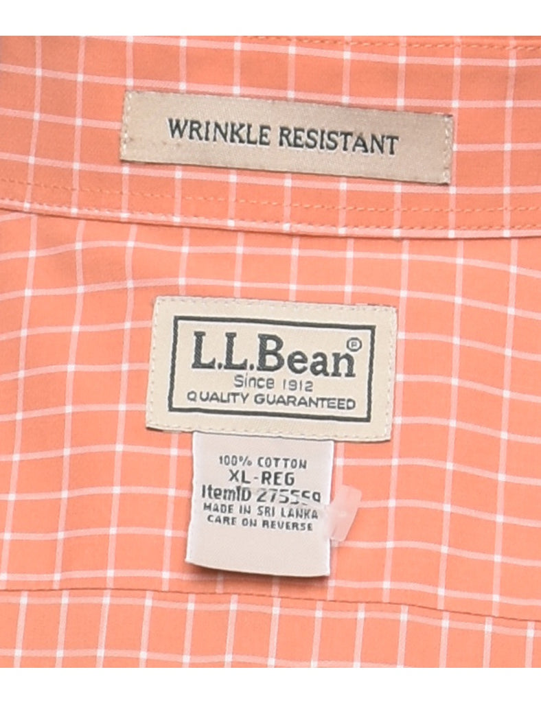 L.L. Bean Checked Coral Shirt - XL