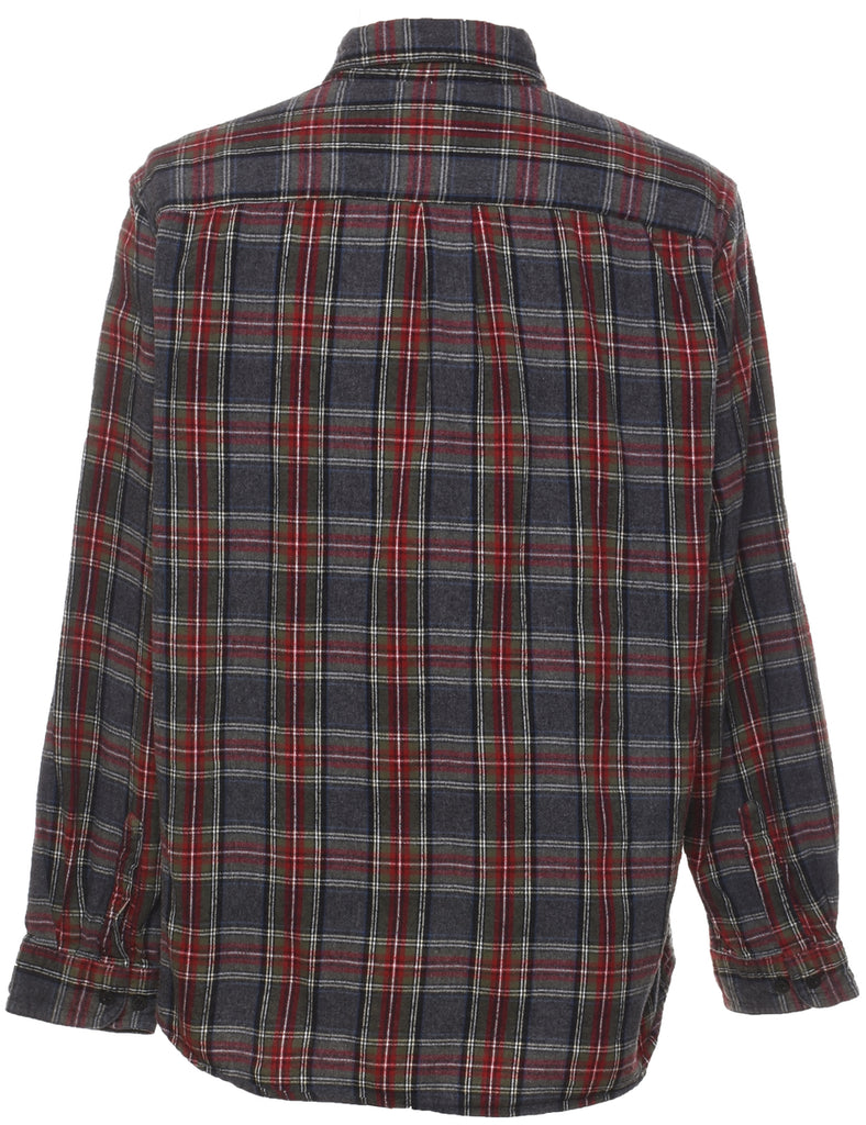 L.L. Bean Checked Grey & Maroon Flannel Shirt - L