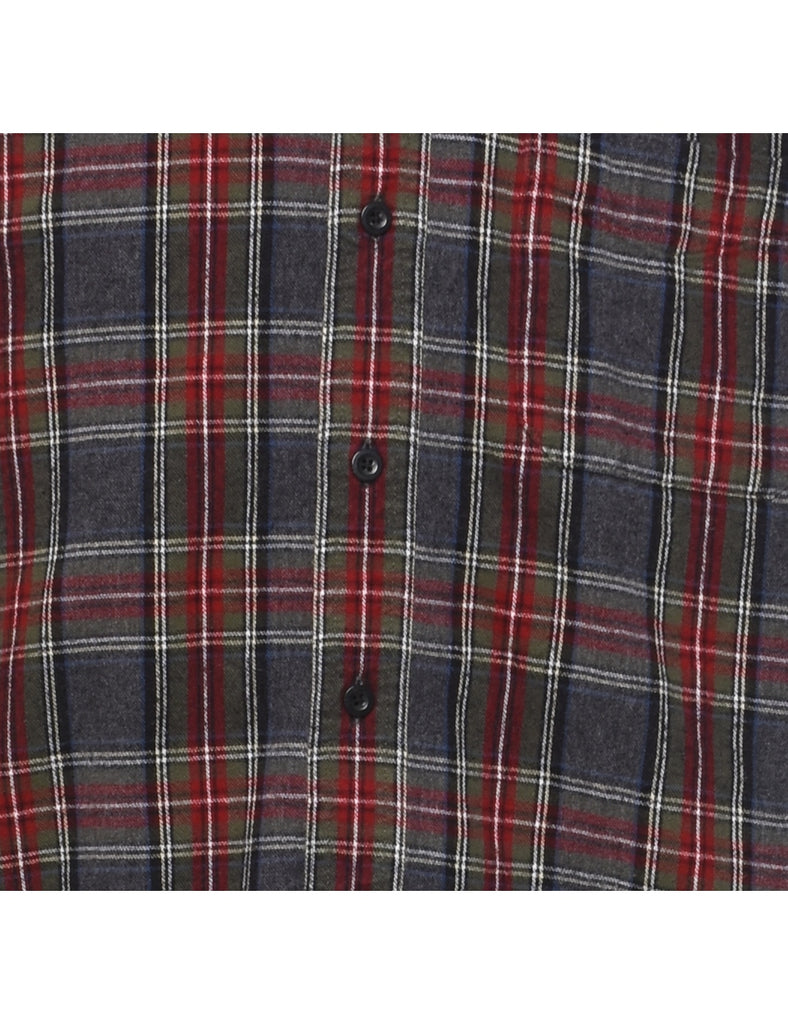 L.L. Bean Checked Grey & Maroon Flannel Shirt - L