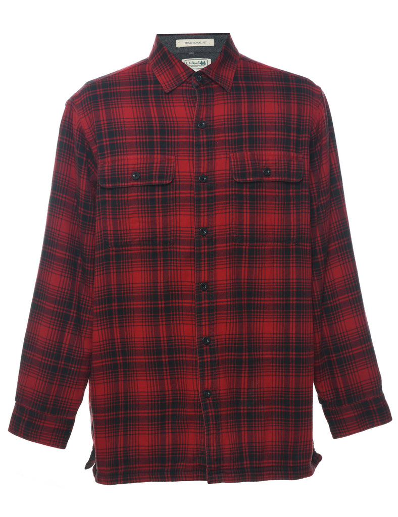 L.L. Bean Tartan Red & Black Shirt - M