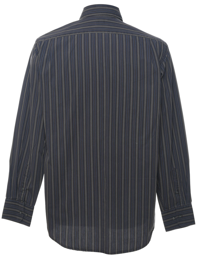 Lacoste Dark Grey & Navy Striped Shirt - M