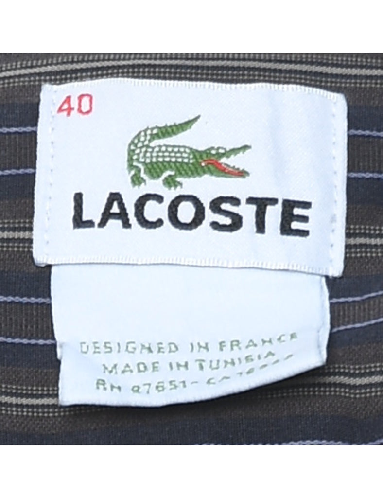 Lacoste Dark Grey & Navy Striped Shirt - M