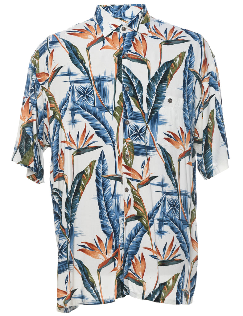 Leafy Print Hawaiian Shirt - L