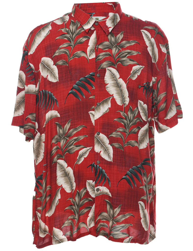 Leafy Print Hawaiian Shirt - XL