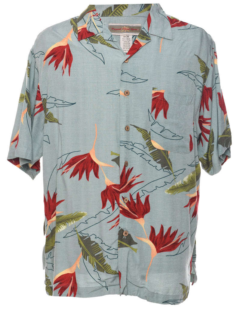 Leafy Print Hawaiian Shirt - M