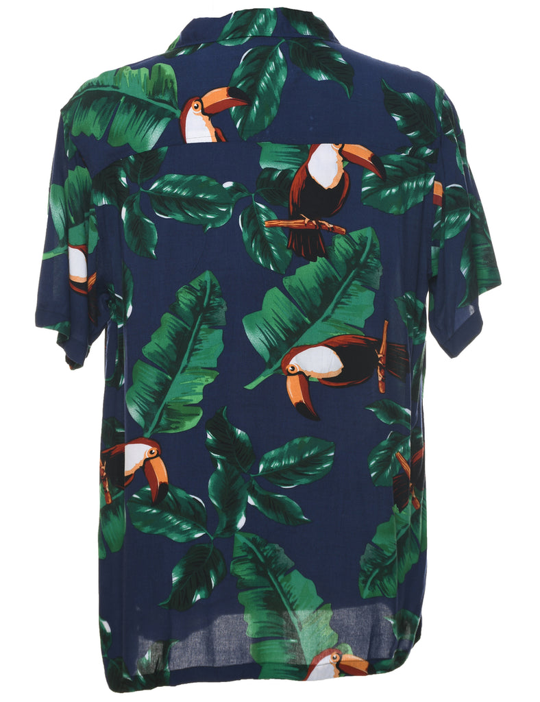 Leafy Print Hawaiian Shirt - XL