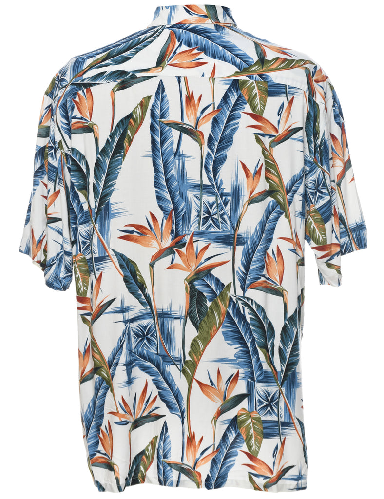 Leafy Print Hawaiian Shirt - L