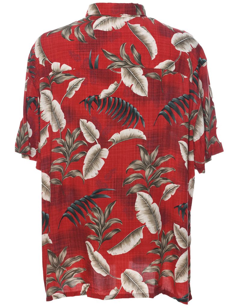 Leafy Print Hawaiian Shirt - XL