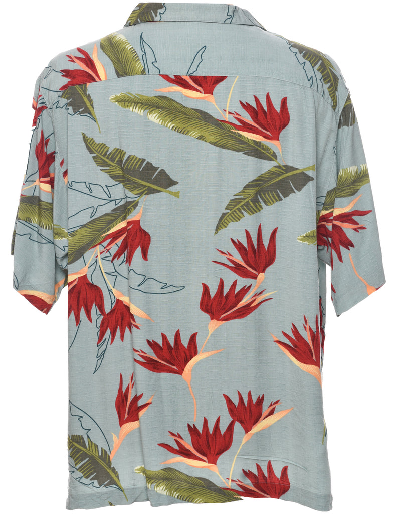 Leafy Print Hawaiian Shirt - M