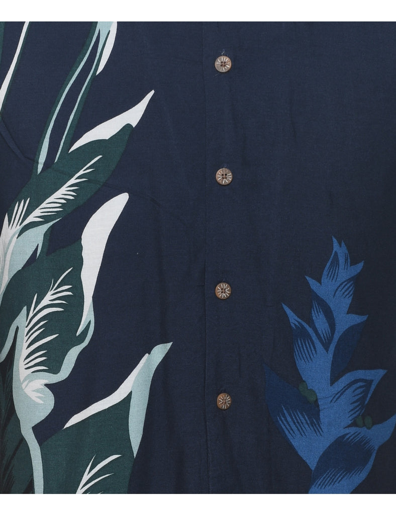 Leafy Print Hawaiian Shirt - M