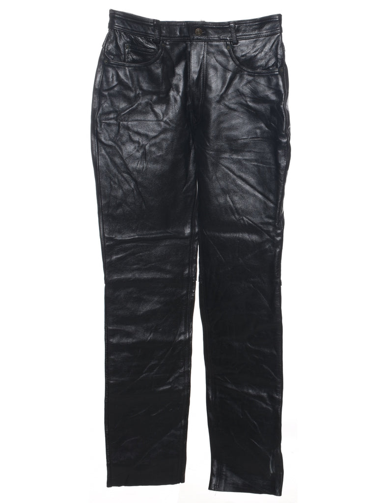 Leather Black Trousers - W33 L34