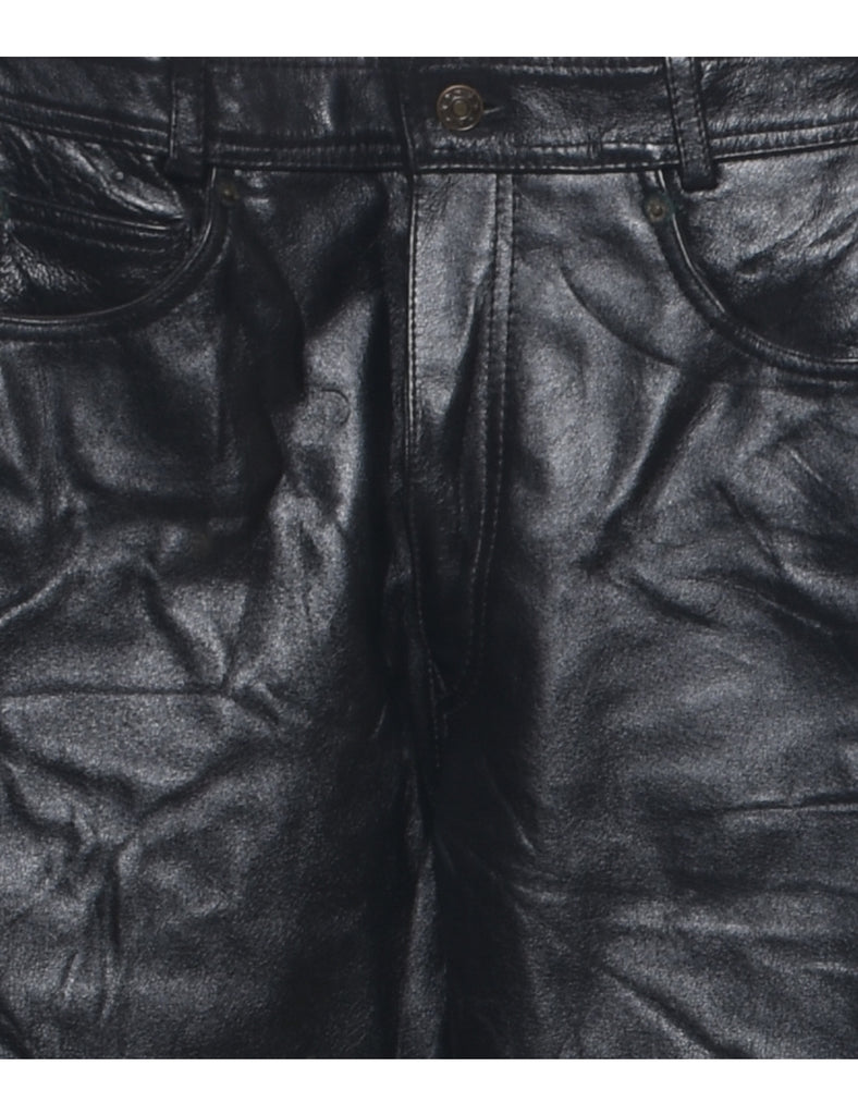 Leather Black Trousers - W33 L34