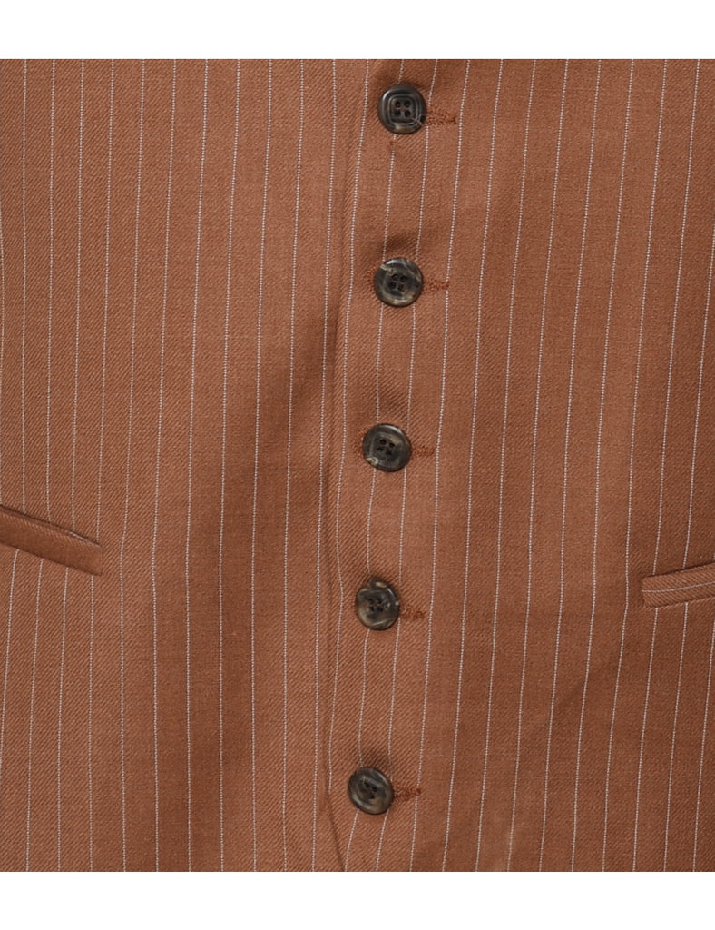 Light Blue & Brown Pinstriped Waistcoat - L