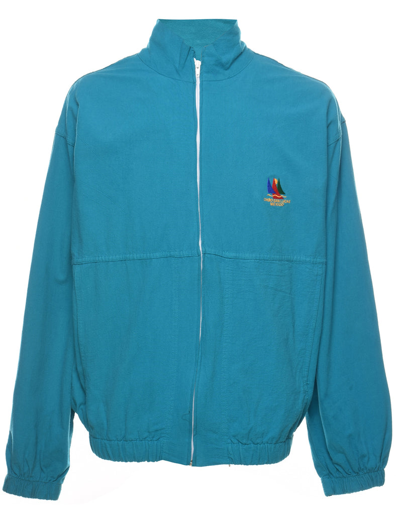 Light Blue Embroidered Nylon Jacket - XL