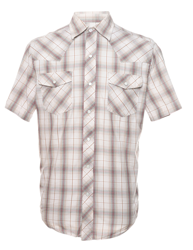 Light Brown Checked Western Shirt - S