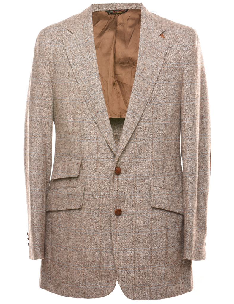 Light Brown Classic Elbow Patch Detail Blazer - L