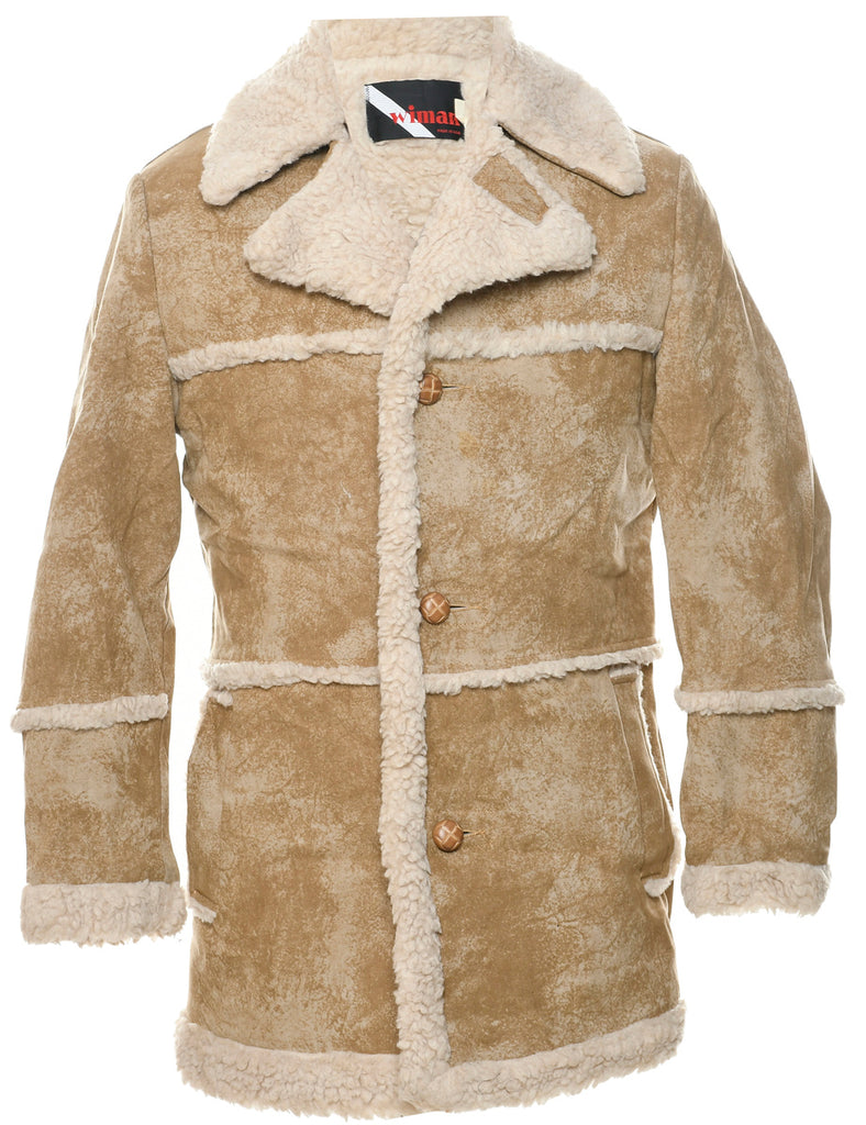 Light Brown Faux Shearling Suede Jacket - L