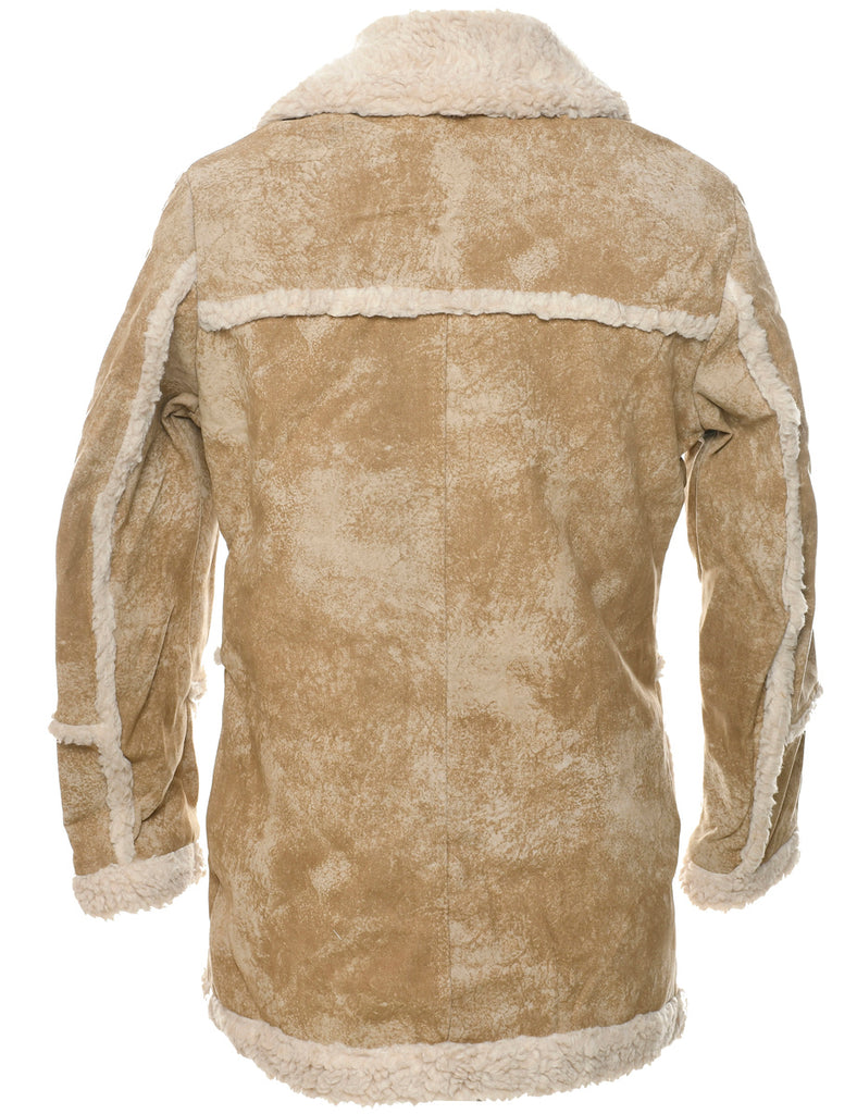 Light Brown Faux Shearling Suede Jacket - L