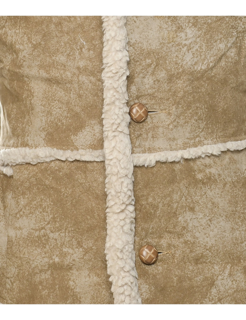 Light Brown Faux Shearling Suede Jacket - L